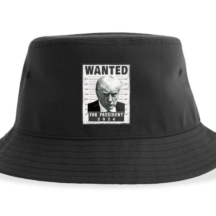 Wanted Donald Trump For President 2024 Trump Mug Shot Sustainable Bucket Hat