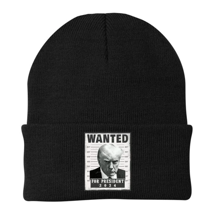 Wanted Donald Trump For President 2024 Trump Mug Shot Knit Cap Winter Beanie