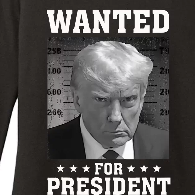 Wanted Donald Trump For President 2024 USA Flag Womens CVC Long Sleeve Shirt