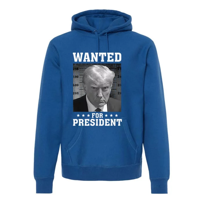 Wanted Donald Trump For President 2024 USA Flag Premium Hoodie