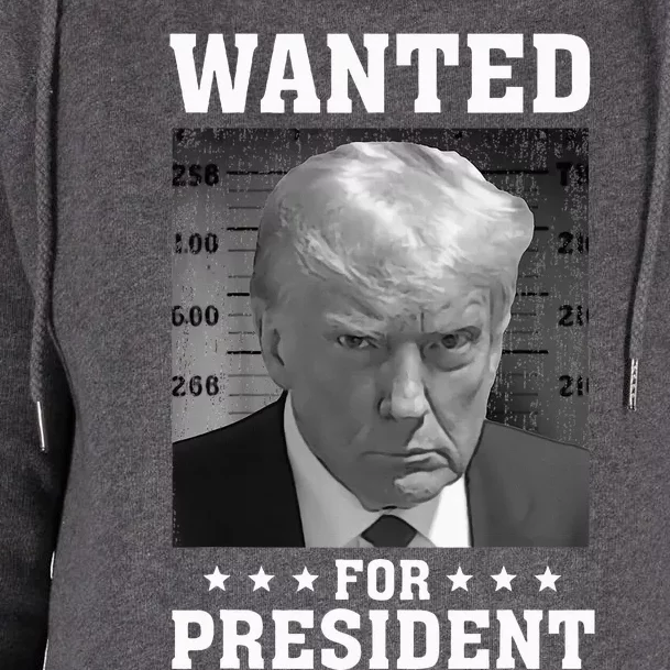 Wanted Donald Trump For President 2024 USA Flag Womens Funnel Neck Pullover Hood