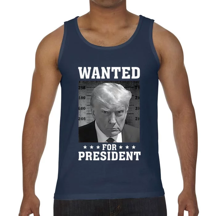 Wanted Donald Trump For President 2024 USA Flag Comfort Colors® Tank Top