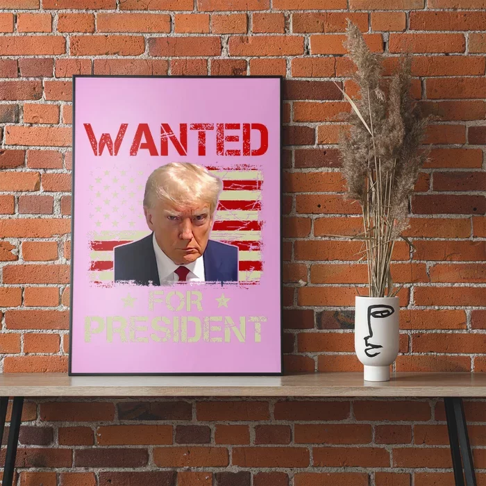 Wanted Donald Trump For President 2024 USA Flag Vintage Poster