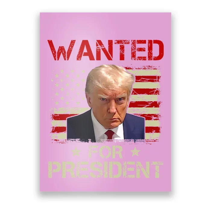 Wanted Donald Trump For President 2024 USA Flag Vintage Poster