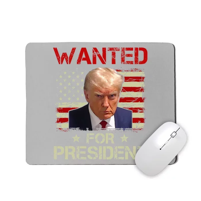 Wanted Donald Trump For President 2024 USA Flag Vintage Mousepad