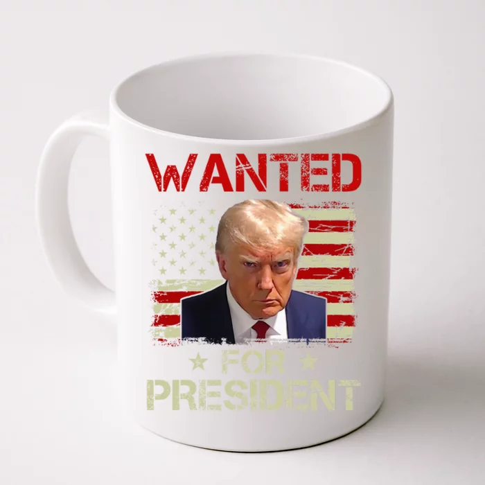 Wanted Donald Trump For President 2024 USA Flag Vintage Front & Back Coffee Mug