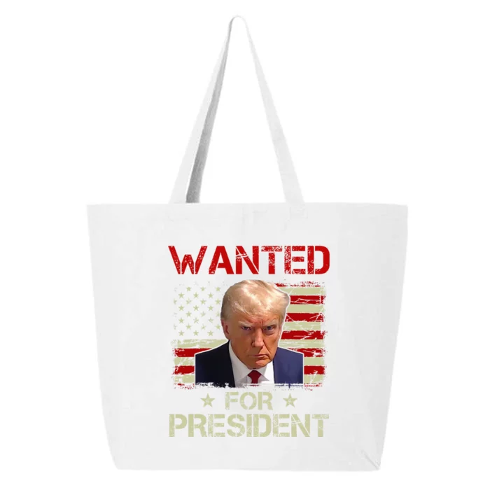 Wanted Donald Trump For President 2024 USA Flag Vintage 25L Jumbo Tote