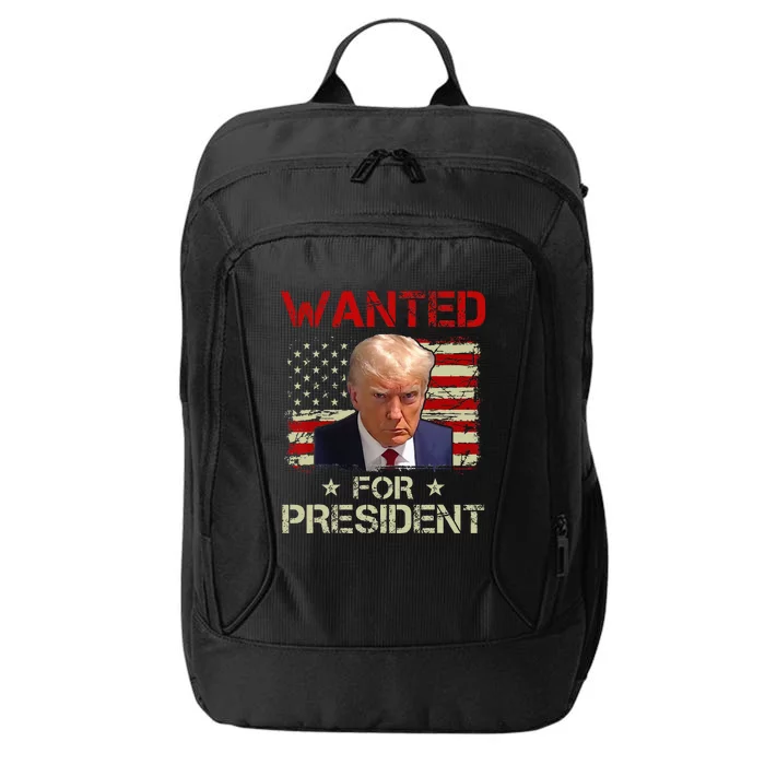 Wanted Donald Trump For President 2024 USA Flag Vintage City Backpack