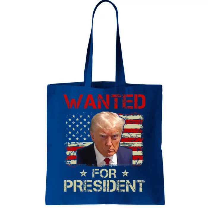 Wanted Donald Trump For President 2024 USA Flag Vintage Tote Bag