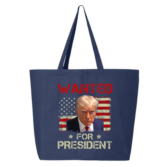 Wanted Donald Trump For President 2024 USA Flag Vintage 25L Jumbo Tote