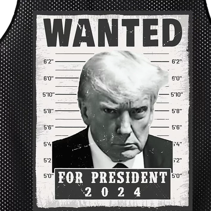 Wanted Donald Trump For President 2024 Trump Mug Shot Mesh Reversible Basketball Jersey Tank