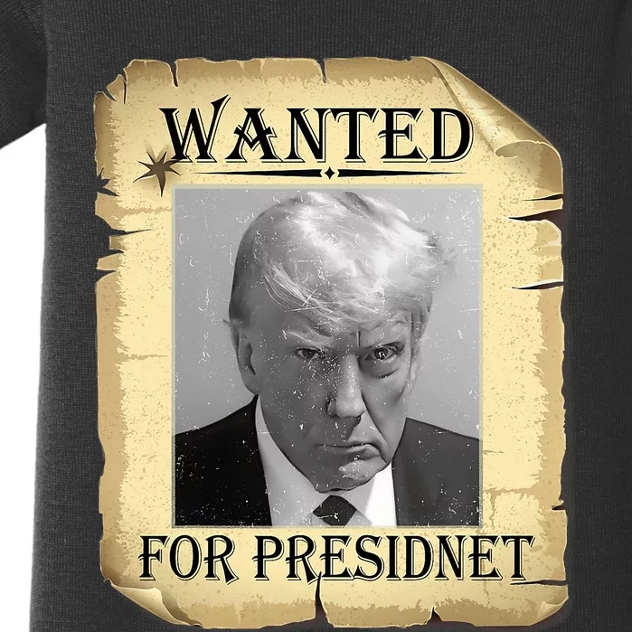 Wanted Donald Trump For President 2024 Vintage Baby Bodysuit