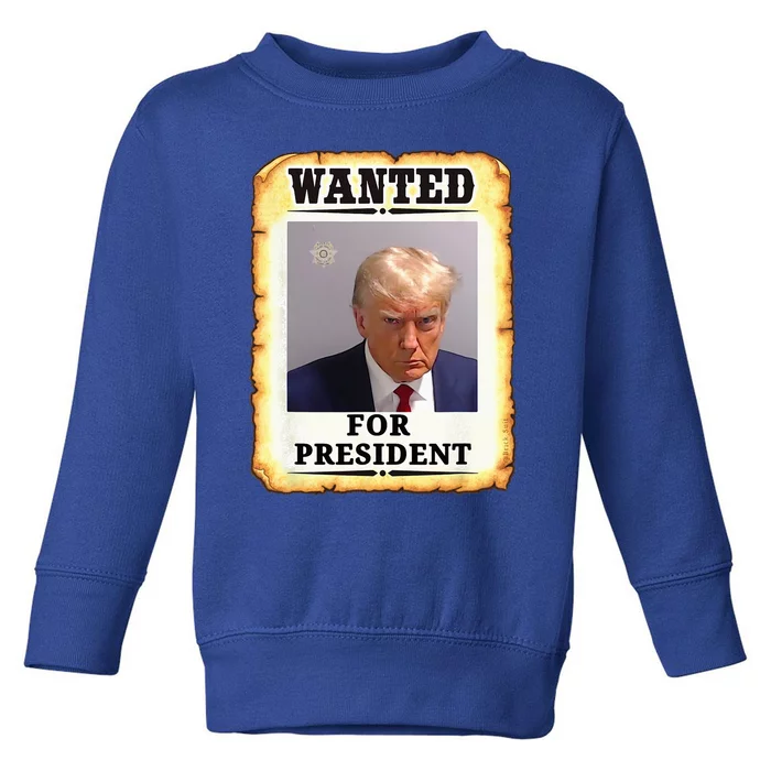 Wanted Donald Trump For President 2024 Toddler Sweatshirt