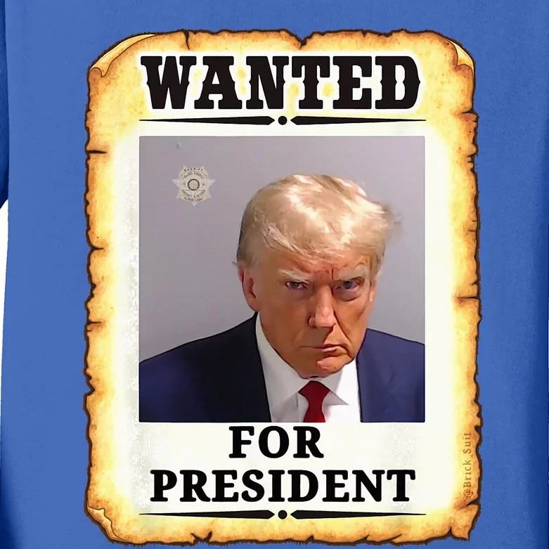 Wanted Donald Trump For President 2024 Kids Long Sleeve Shirt