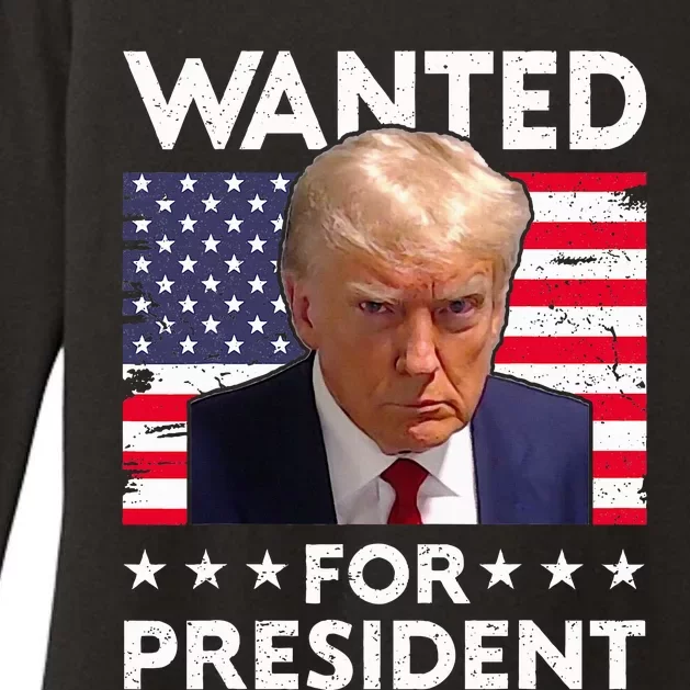 Wanted Donald Trump For President 2024 Trump Mug Shot Womens CVC Long Sleeve Shirt