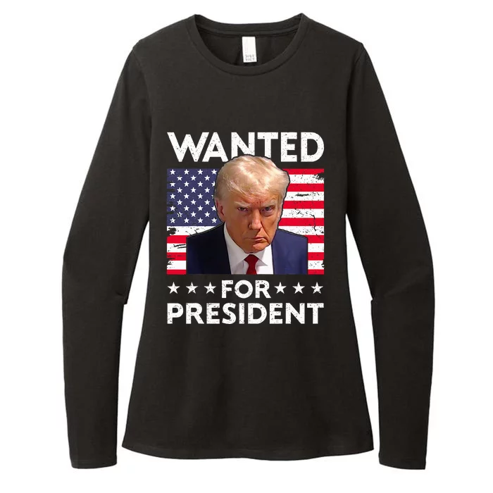 Wanted Donald Trump For President 2024 Trump Mug Shot Womens CVC Long Sleeve Shirt