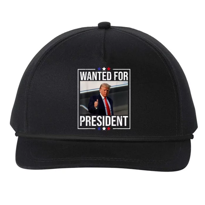 Wanted Donald Trump For President 2024 Trump Mug Shot USA Snapback Five-Panel Rope Hat