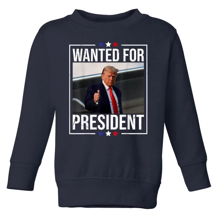 Wanted Donald Trump For President 2024 Trump Mug Shot USA Toddler Sweatshirt