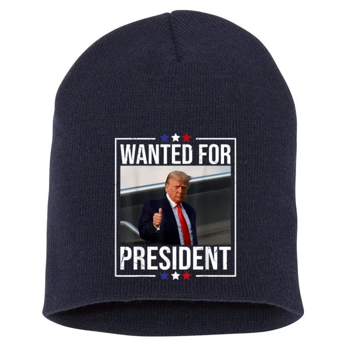 Wanted Donald Trump For President 2024 Trump Mug Shot USA Short Acrylic Beanie