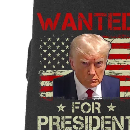 Wanted Donald Trump For President 2024 USA Flag Vintage Doggie 3-End Fleece Hoodie