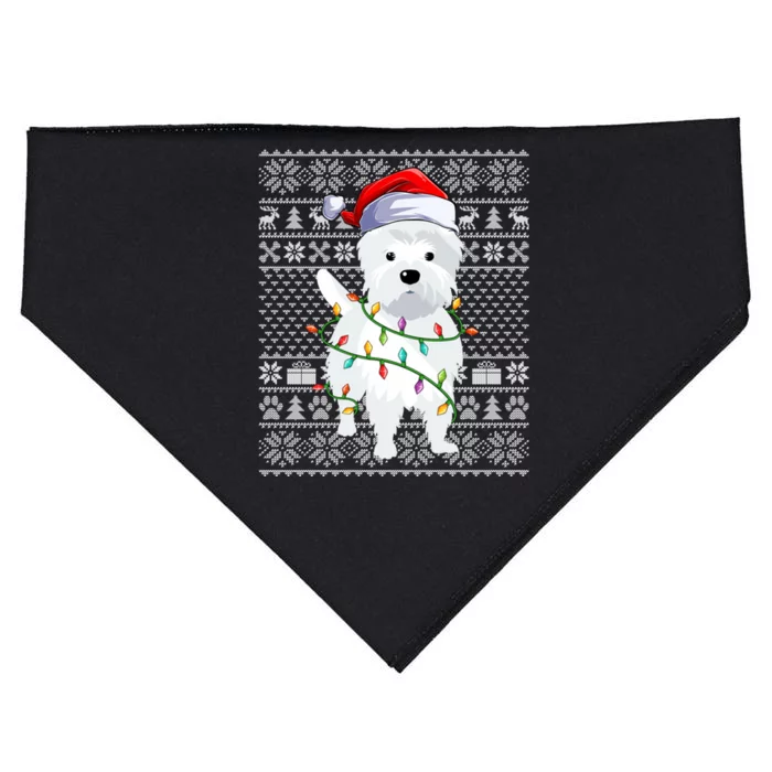 Westie Dog Ugly Xmas Lighting Santa Westie Christmas USA-Made Doggie Bandana