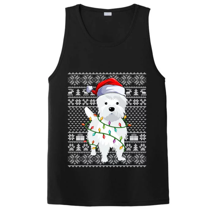 Westie Dog Ugly Xmas Lighting Santa Westie Christmas Performance Tank