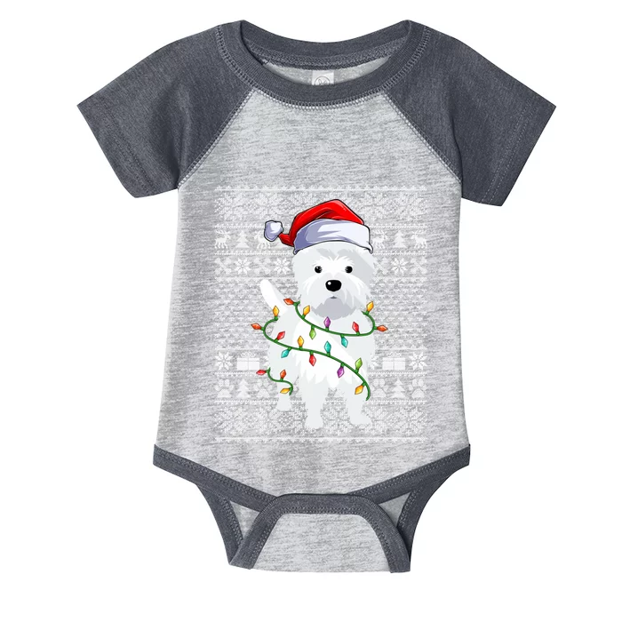 Westie Dog Ugly Xmas Lighting Santa Westie Christmas Infant Baby Jersey Bodysuit