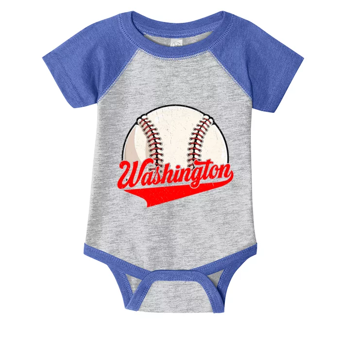 Washington Dc Vintage Baseball Lover Funny Dad Mom Cute Gift Infant Baby Jersey Bodysuit