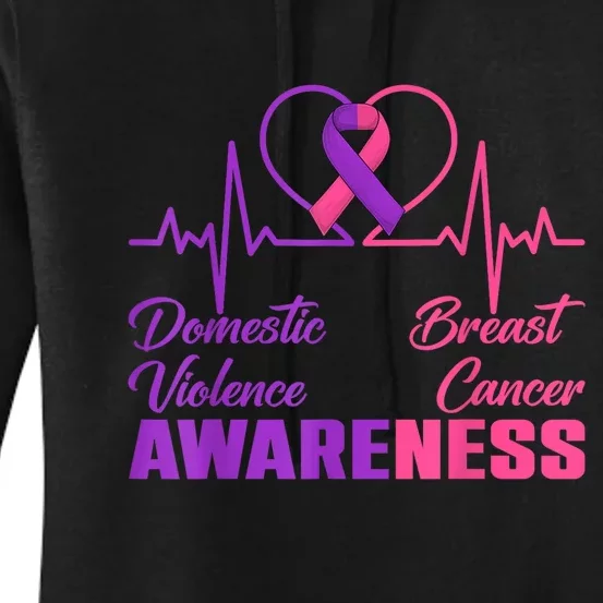 Warrior Domestic Violence & Breast Cancer Awareness Month Gift Women's Pullover Hoodie