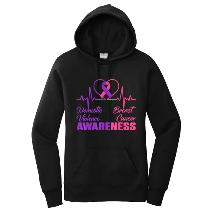 Warrior Domestic Violence & Breast Cancer Awareness Month Gift Women's Pullover Hoodie