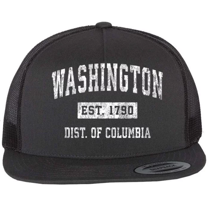 Washington Dc Vintage Sports Flat Bill Trucker Hat