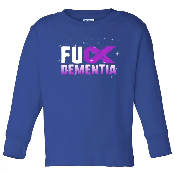 WFuck Detia Warrior Support Alzheimer's Awareness Ribbon Great Gift Toddler Long Sleeve Shirt