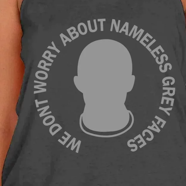 We DonT Worry About Nameless Gray Faces Women's Knotted Racerback Tank