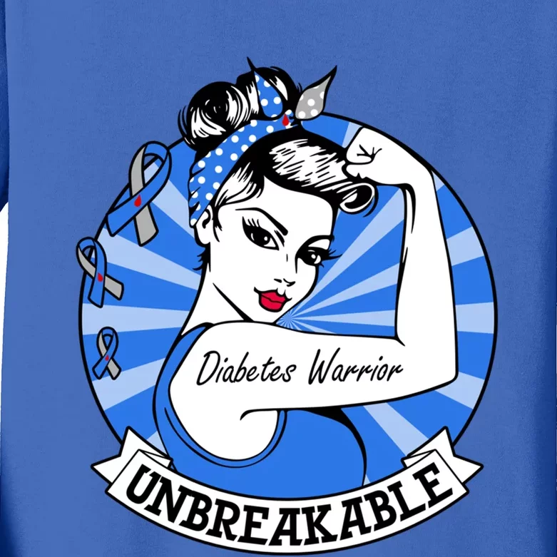 Wo Diabetes Warrior Unbreakable Gift Diabetes Awareness Cute Gift Kids Long Sleeve Shirt