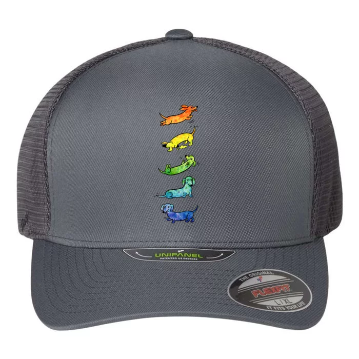 Watercolor Dachshunds Flexfit Unipanel Trucker Cap