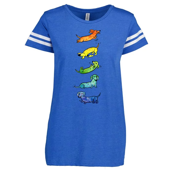 Watercolor Dachshunds Enza Ladies Jersey Football T-Shirt