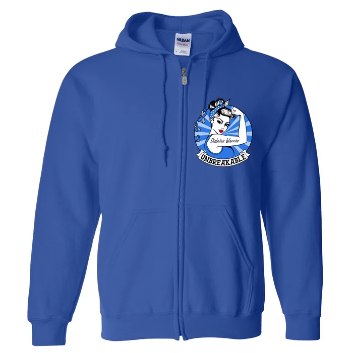 Wo Diabetes Warrior Unbreakable Gift Diabetes Awareness Gift Full Zip Hoodie