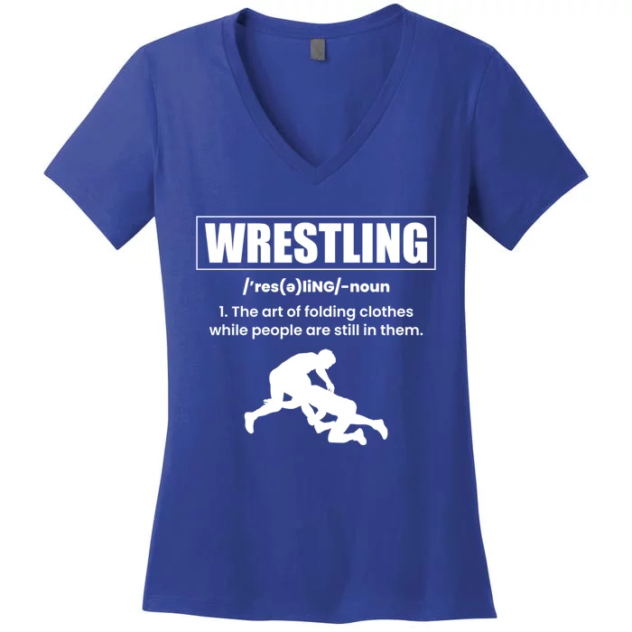 Wrestling Definition Wrestler Meaningful Gift Women's V-Neck T-Shirt