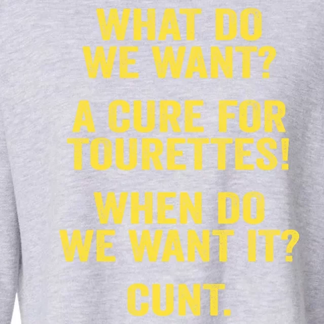 What Do We Want A Cure For Tourettes When Cunt Cropped Pullover Crew