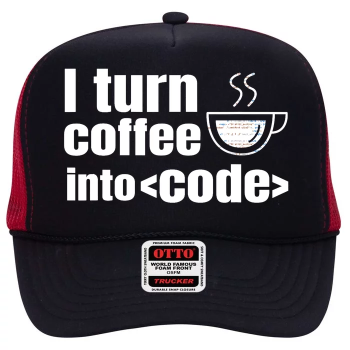 Web Developer Website Programmer Coder Coffee Lover High Crown Mesh Trucker Hat