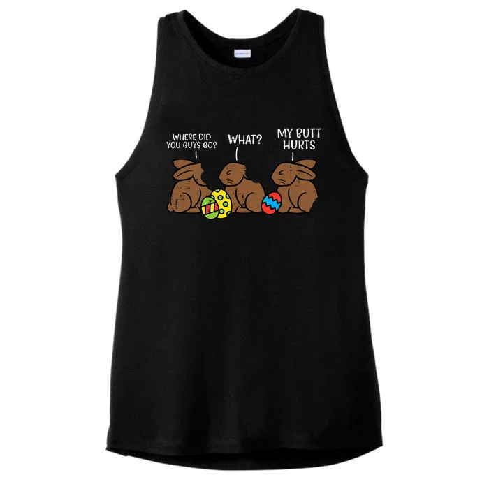 Where Did You Guys Go Chocolate Bunny Funny Easter Ladies Tri-Blend Wicking Tank