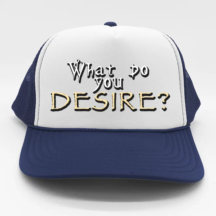 What Do You Desire Encantation Of Lucifer Morningstar Gift Trucker Hat