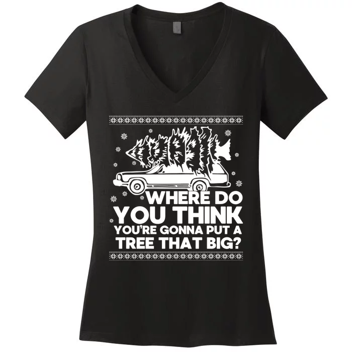 Where Do You Think YouRe Christmas Couple Matching Family Women's V-Neck T-Shirt