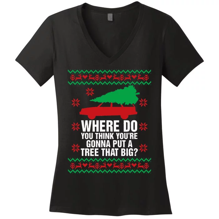 Where Do You Think You're Christmas Couple Matching Family Women's V-Neck T-Shirt