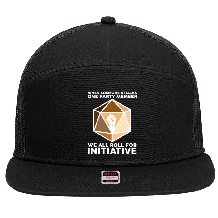 We All Roll For Initiative DnD Dice BLM 7 Panel Mesh Trucker Snapback Hat