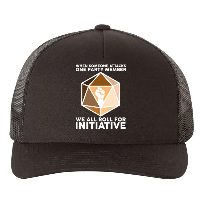 We All Roll For Initiative DnD Dice BLM Yupoong Adult 5-Panel Trucker Hat