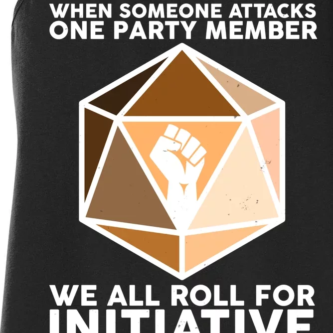 We All Roll For Initiative DnD Dice BLM Women's Racerback Tank