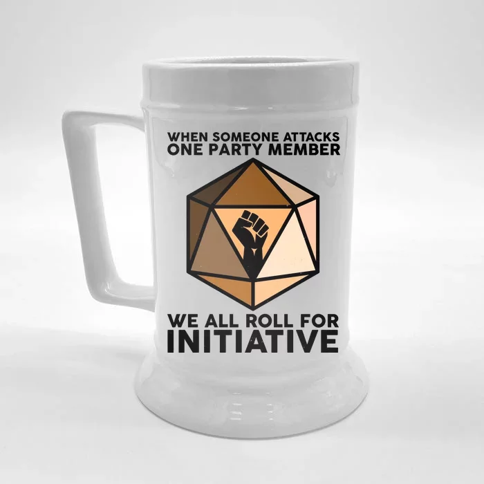 We All Roll For Initiative DnD Dice BLM Front & Back Beer Stein