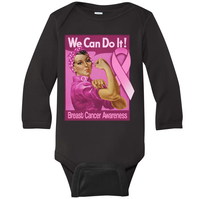 We Can Do It Fight Breast Cancer Baby Long Sleeve Bodysuit