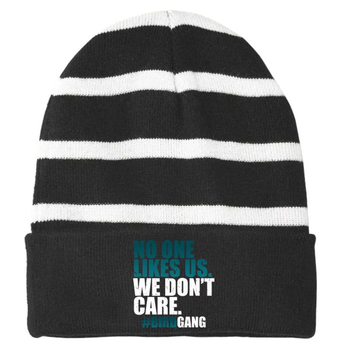 We Don't Care Birdgang Philadelphia Football Striped Beanie with Solid Band